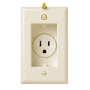 Pass & Seymour / Legrand - Pass & Seymour S3713-LA Clock Hanger Recessed Receptacle w/ Wall Plate, 15A 125V - Light Almond
