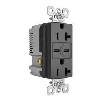 Pass & Seymour / Legrand - P&S TR20USBCC6BK 20A 125V TR REC +