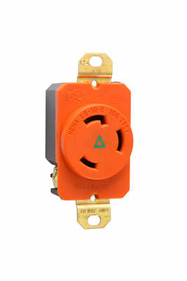 Pass & Seymour / Legrand - Pass & Seymour IGL630-R Turnlok Single Receptacle, 3wire, 30amp 250V Isolated Ground - Orange