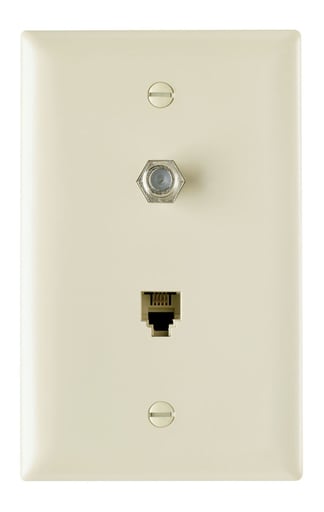 Pass & Seymour / Legrand - Pass & Seymour TPTELTV-I Combination F Type Coaxial Connector And Four Conductor Rj11 Telephone Jack, Ivory
