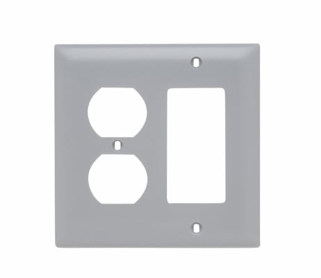 Pass & Seymour / Legrand - Pass & Seymour TP826-GRY 2Gang Wall Plate, Decorator / Duplex Receptacle, Nylon, Standard - Gray