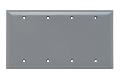 Pass & Seymour / Legrand - Pass & Seymour SP43-GRY 4Gang Wall Plate, Blank, Standard - Gray