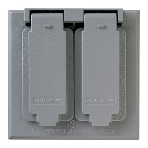 Pass & Seymour / Legrand - Pass & Seymour CA82-G 2-Gang Gray Die-Cast Zinc Duplex Receptacle Self Closing Weatherproof Box Cover