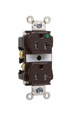 Pass & Seymour / Legrand - Pass & Seymour TR63-H 20 Amp 125 VAC 2-Pole 3-Wire NEMA 5-20R Brown Nylon Tamper-Resistant Duplex Receptacle