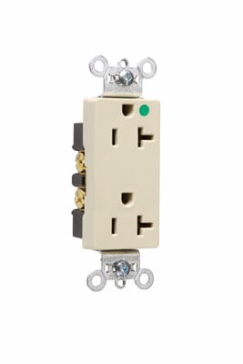 Pass & Seymour / Legrand - Pass & Seymour 26362-HGI Heavy-Duty Decorator Hospital Grade Duplex Receptacle, Back & Side Wire, 20A 125V - Ivory