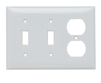 Pass & Seymour / Legrand - Pass & Seymour SP28-W 3Gang Wall Plate, 2-Toggle/Duplex, Standard - White