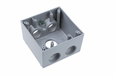 Pass & Seymour / Legrand - Pass & Seymour WPBD452 1 Inch 37 In. Gray Die-Cast Aluminum 2-Gang 5-Hole Surface Mounting Weatherproof Box