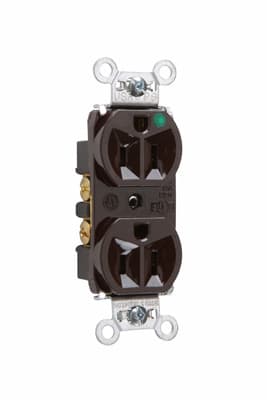 Pass & Seymour / Legrand - Pass & Seymour 8200-H Heavy-Duty Hospital Grade Compact Design Duplex Receptacle, Back & Side Wire, 15A 125V - Brown