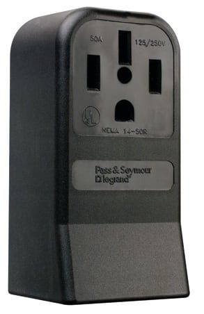 Pass & Seymour / Legrand - Pass & Seymour 3854 Straight Blade Power Outlet Surface Receptacle, Range 50Amp 125/250V