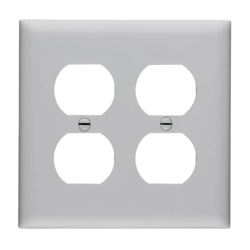 Pass & Seymour / Legrand - Pass & Seymour TP82-GRY 2Gang Wall Plate, Duplex Receptacle, Nylon, Standard - Gray
