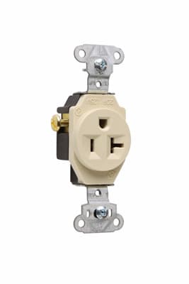 Pass & Seymour / Legrand - Pass & Seymour 5351-I Heavy-Duty Spec Grade Single Receptacle Side Wire 20Amp 125Volt, Ivory