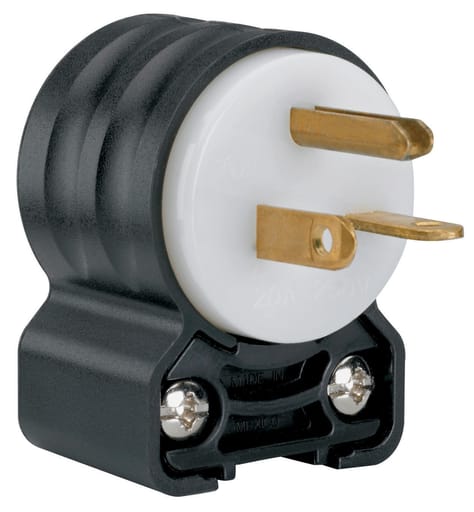 Pass & Seymour / Legrand - Pass & Seymour PS5466-SSAN Straight Blade Angle Plug, 2pole 3wire, 20A 250V