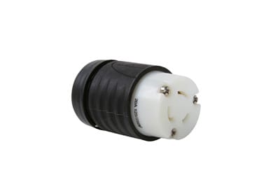 Pass & Seymour / Legrand - Pass & Seymour L1020-C 20 Amp 125/250 VAC 3-Pole 3-Wire L10-20R Black and White Nylon Locking Connector