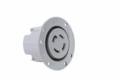 Pass & Seymour / Legrand - Pass & Seymour L1530FO 30 Amp 250 VAC 3-Phase 3-Pole 4-Wire NEMA L15-30R Gray Thermoplastic Locking Flanged Receptacle Outlet