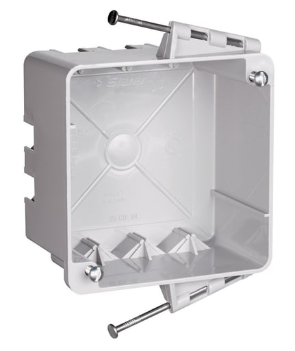 Pass & Seymour / Legrand - Pass & Seymour S44-35-RAC 4 Square Box w/ Threaded Mounting Holes, Captive Mounting Nails, 3 Auto/Clamps