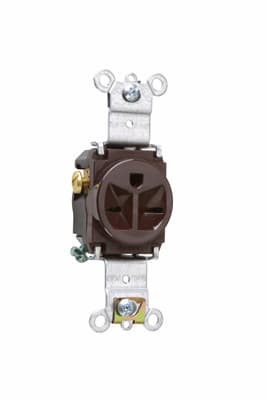 Pass & Seymour / Legrand - Pass & Seymour 5671 Single Receptacle, HD Spec Grade, 15A 250V, Back & Side Wired - Brown