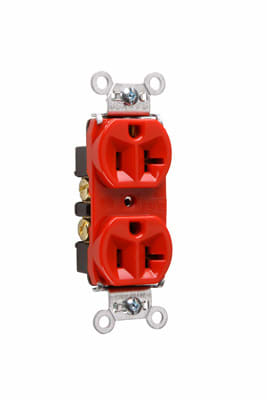Pass & Seymour / Legrand - Pass & Seymour 5362-RED Hard Use Spec Grade Duplex Receptacle Back & Side Wire 20Amp 125Volt, Red
