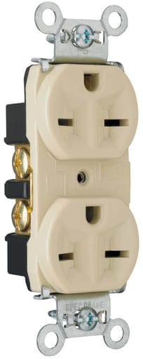 Pass & Seymour / Legrand - Pass & Seymour 5662-I Heavy-Duty Spec Grade Duplex Receptacle, Back & Side Wire, 15A 250V - Ivory