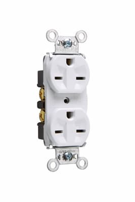 Pass & Seymour / Legrand - Pass & Seymour 5662-W Heavy-Duty Spec Grade Duplex Receptacle, Back & Side Wire, 15A 250V - White
