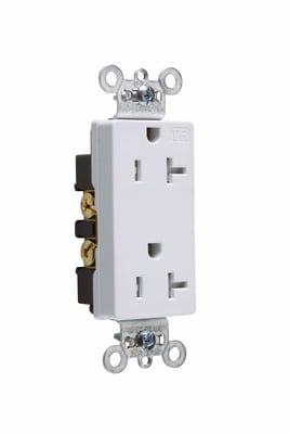 Pass & Seymour / Legrand - Pass & Seymour TR26362-W Tamper-Resistant Heavy-Duty Decorator Spec Grade Duplex Receptacle Back & Side Wire 20Amp 125Volt White