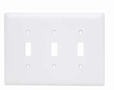 Pass & Seymour / Legrand - Pass & Seymour TPJ3-W 3Gang Wall Plate, Toggle Switch, Nylon, Jumbo - White