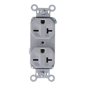 Pass & Seymour / Legrand - Pass & Seymour 5862-GRY Heavy-Duty Spec Grade Duplex Receptacle, Back & Side Wire, 20A 250V Gray