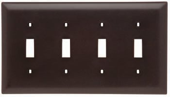Pass & Seymour / Legrand - Pass & Seymour TP4 4Gang Wall Plate, Toggle Switch, Nylon, Standard - Brown