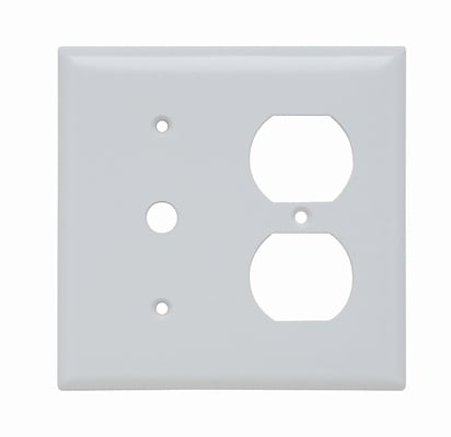 Pass & Seymour / Legrand - Pass & Seymour SP128W 2-Gang 1-Telephone Outlet 1-Duplex White Smooth Thermoset Plastic Standard Combination Wallplate
