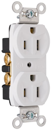 Pass & Seymour / Legrand - Pass & Seymour CRB5262-W Construction Spec Grade Duplex Receptacle Back & Side Wire 15Amp 125Volt, White