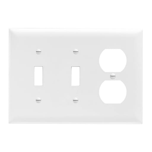 Pass & Seymour / Legrand - Pass & Seymour TP28-W 3 Gang Wall Plate, 2-Toggle / 1-Duplex, Nylon, Standard - White