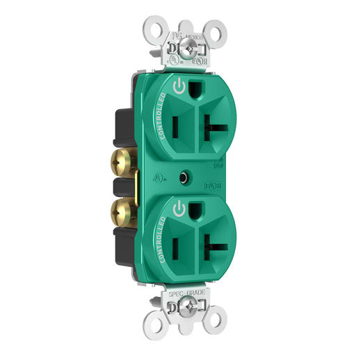 Pass & Seymour / Legrand - Pass & Seymour 5362CD-GN 20A 125V Dual Controlled Receptacle - Green