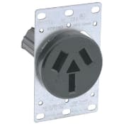 Leviton Mfg Co - Leviton 5206 125/250 Volt 50 Amp 3-Pole 3-Wire NEMA 10-50R 3 Hp Black Nylon Non-Grounding Flush Mount Straight Blade Receptacle