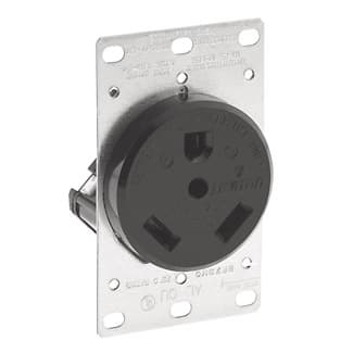 Leviton Mfg Co - Leviton 7313 125 Volt 30 Amp 2-Pole 3-Wire NEMA TT-30R 2 Hp Black Nylon Grounding Flush Mount Straight Blade Receptacle