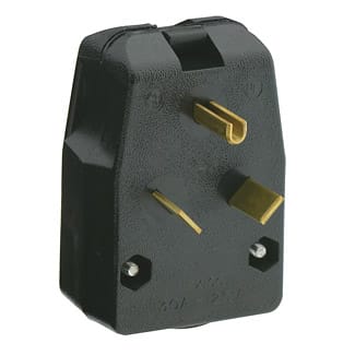 Leviton Mfg Co - Leviton 830-T 125 Volt 30 Amp 2-Pole 3-Wire NEMA TT-30P 2 Hp Black Thermoplastic Grounding Angled Polarized Straight Blade Plug