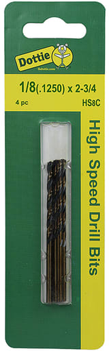LH Dottie Co - LH Dottie HS8C 1/8 Inch High Speed Steel Carded 4-Pack Drill Bit