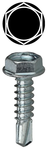 LH Dottie Co - LH Dottie TEKHW14112 #14 x 1-1/2 Inch Zinc Plated Steel Hex Washer Head Self Drilling Screw