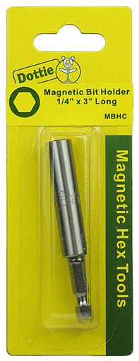 LH Dottie Co - LH Dottie MBHC 1/4 x 3 Inch Carded 1-Piece Magnetic Bit Tool Holder