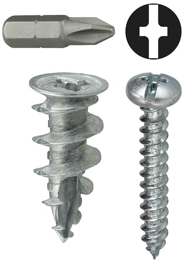 LH Dottie Co - Dottie WDK-8 Wall Driller Kit - Phillips/Slotted Screws - Zinc Anchors (50/Box)
