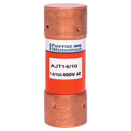 Ferraz Shawmut - Mersen AJT1-6/10 Class J - Time Delay Amp-Trap 2000 SmartSpot AJT Fuse - 1-6/10amp. Rated 600 volts AC, 500 volts DC
