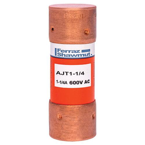 Ferraz Shawmut - Mersen AJT1-1/4 Class J - Time Delay Amp-Trap 2000 SmartSpot AJT Fuse - 1-1/4amp. Rated 600 volts AC, 500 volts DC