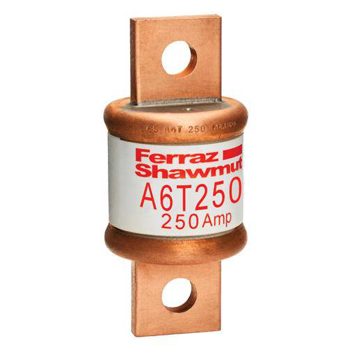 Ferraz Shawmut - Mersen A6T250 Class T / Fast-Acting A6T Fuse - 250amp. High current limitation / small physical size. Rated 600 volts AC / 300 volts DC