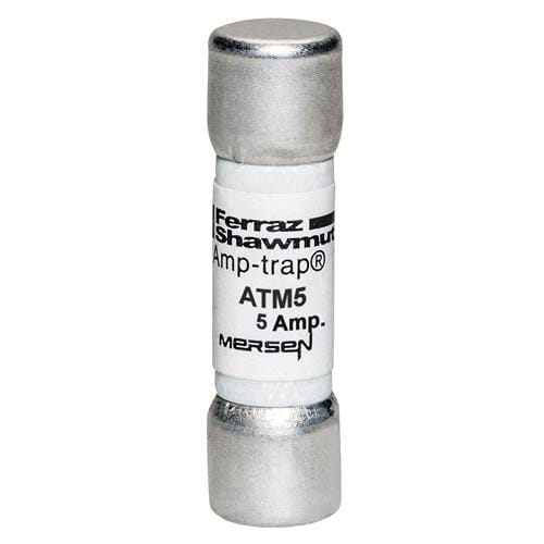 Ferraz Shawmut - Mersen ATM5 Fast-Acting Amp-Trap Midget ATM Fuse - 5amp. Rated 600 volts AC & DC, with a 100kA interrupting rating