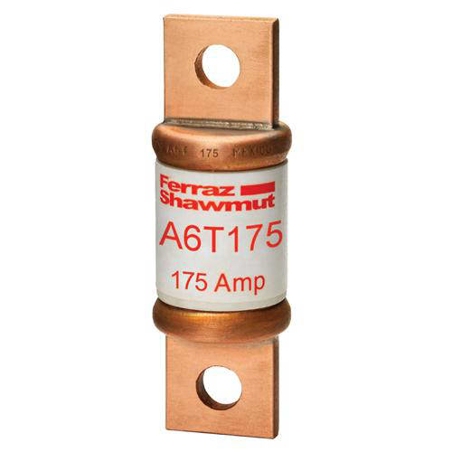 Ferraz Shawmut - Mersen A6T175 Class T / Fast-Acting A6T Fuse - 175amp. High current limitation / small physical size. Rated 600 volts AC / 300 volts DC