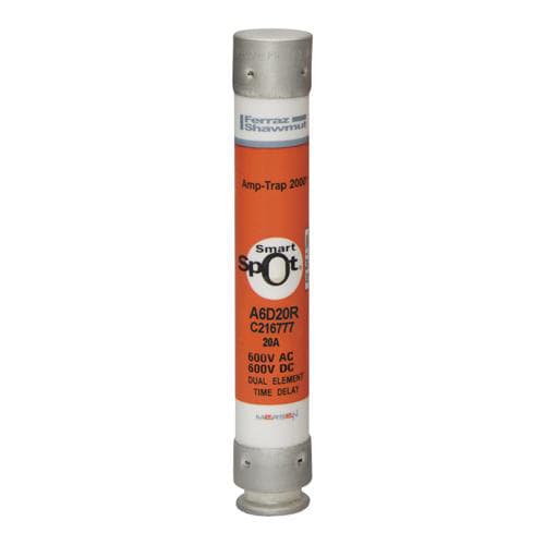 Ferraz Shawmut - Mersen A6D20-R Class RK1 / Time-Delay Amp-Trap 2000 SmartSpot A6D-R Fuse - 20amp. Rated 600 volts AC / DC