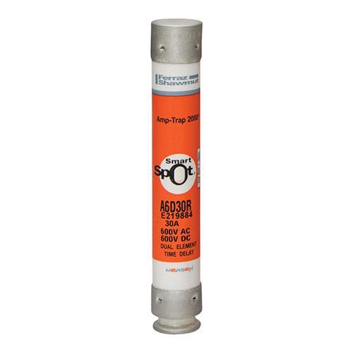 Ferraz Shawmut - Mersen A6D30-R Class RK1 / Time-Delay Amp-Trap 2000 SmartSpot A6D-R Fuse - 30amp. Rated 600 volts AC / DC