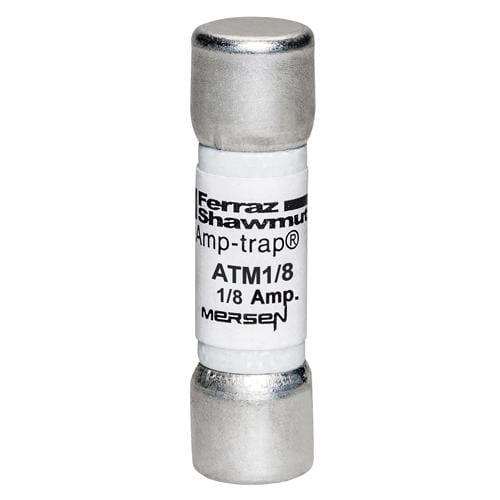 Ferraz Shawmut - Mersen ATM1/8 Fast-Acting Amp-Trap Midget ATM Fuse - 1/8amp. Rated 600 volts AC & DC, with a 100kA interrupting rating