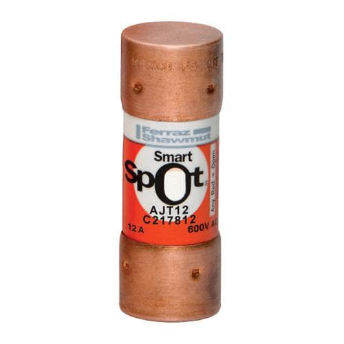 Ferraz Shawmut - Mersen AJT12 Class J - Time Delay Amp-Trap 2000 SmartSpot AJT Fuse - 12amp. Rated 600 volts AC, 500 volts DC