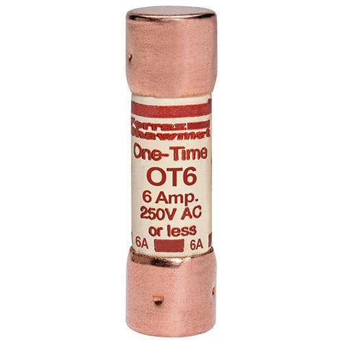 Ferraz Shawmut - Mersen OT6 Class K5 / One-Time General Purpose Fuse - 6amp. Rated 250 volts AC / DC