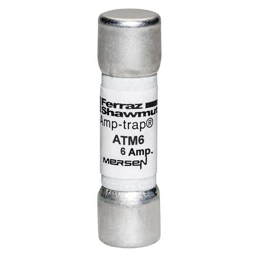 Ferraz Shawmut - Mersen ATM6 Fast-Acting Amp-Trap Midget ATM Fuse - 6amp. Rated 600 volts AC & DC, with a 100kA interrupting rating
