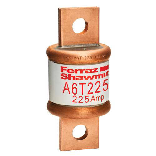 Ferraz Shawmut - Mersen A6T225 Class T / Fast-Acting A6T Fuse - 225amp. High current limitation / small physical size. Rated 600 volts AC / 300 volts DC